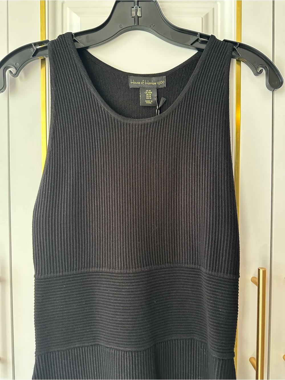 House of Harlow 1960 Black Sleeveless Ribbed Mini Dress - Picture 3 of 7